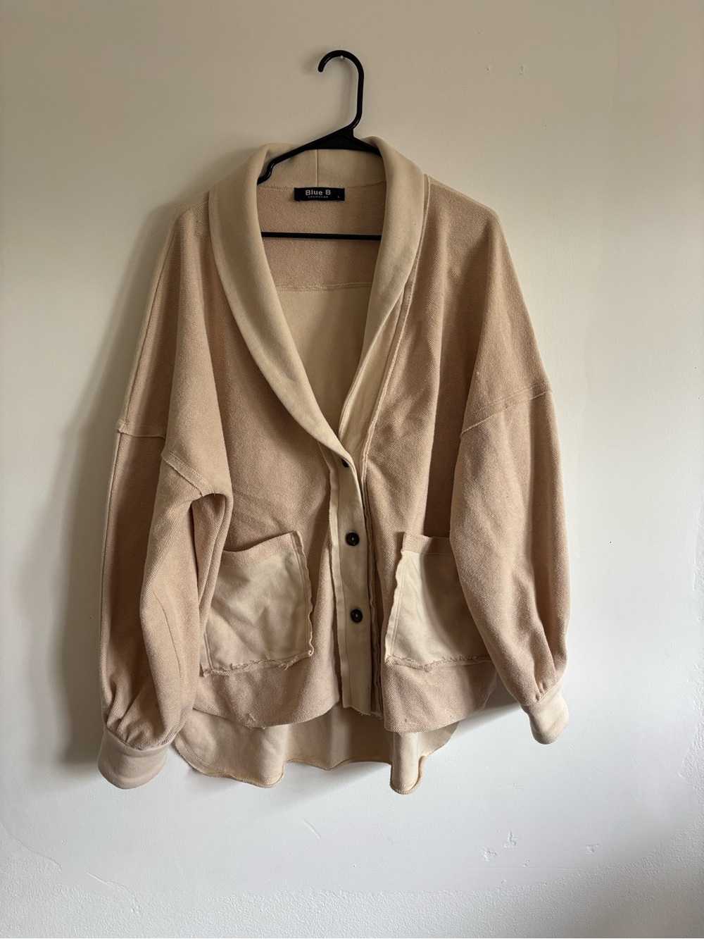 Beige Shawl Collar Button Front cardigan